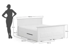 Letto shabby chic matrimoniale pino massello bianco 160x200
