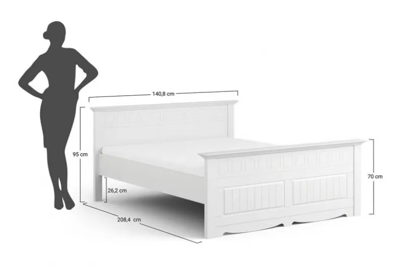 Letto shabby chic pino massello bianco 120x200