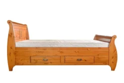 Letto shabby toscano in legno massello miele con cassetti 160x200
