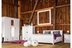Letto shabby toscano in legno massello pino bianco 180x200
