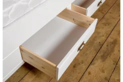 Letto 160x200 con cassetti in legno massello bianco e miele toscano shabby
