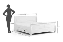 Letto 160x200 con cassetti in legno massello bianco e miele toscano shabby