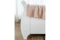 Letto 160x200 con cassetti in legno massello bianco e miele toscano shabby