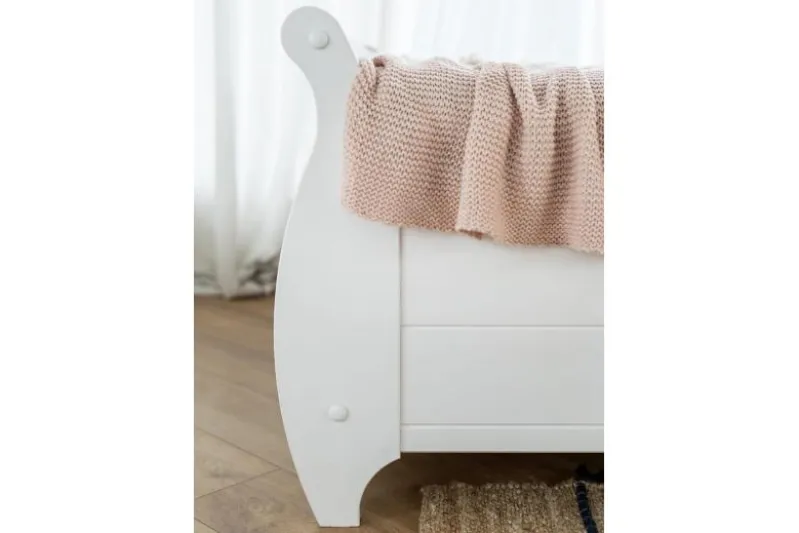 Letto 160x200 con cassetti in legno massello bianco e miele toscano shabby