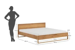 Letto 140x200 in rovere massello naturale oliato design moderno