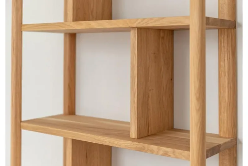 Libreria a parete moderna in rovere massello naturale