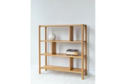 Libreria bassa in legno massello di rovere naturale oliato