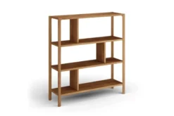 Libreria bassa in legno massello di rovere naturale oliato