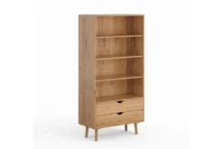 Libreria in legno naturale massello con cassetti