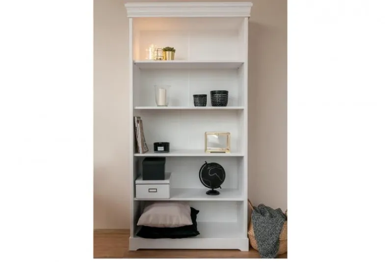 Libreria legno massello bianca stile shabby toscano