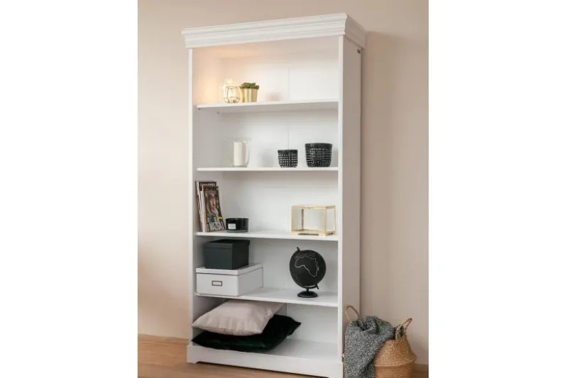 Libreria legno massello bianca stile shabby toscano
