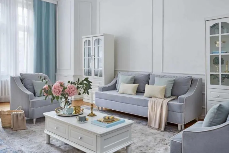 Libreria provenzale in legno con ante in vetro e cassetti Princess 850