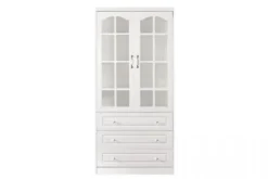 Libreria provenzale in legno con ante in vetro e cassetti Princess 850