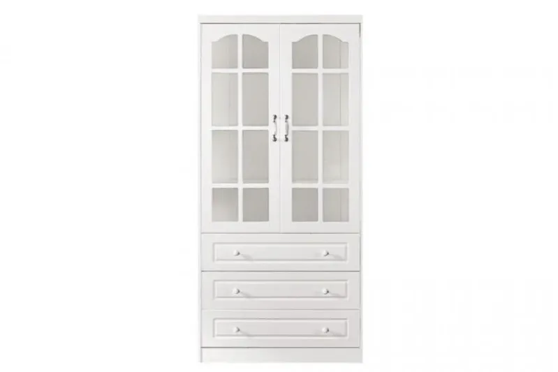 Libreria provenzale in legno con ante in vetro e cassetti Princess 850