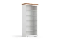 Libreria shabby chic pino massello bianco con cornice color rovere