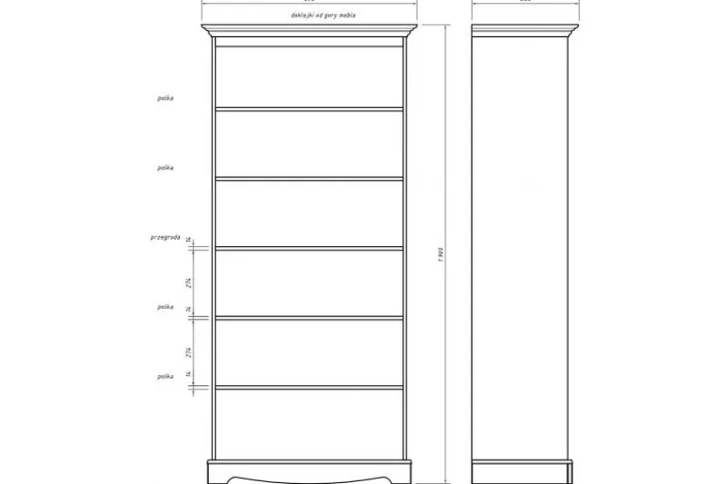 Libreria shabby chic pino massello bianco e tinto noce