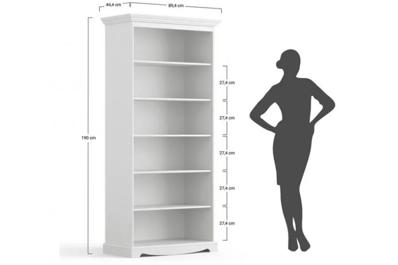 Libreria shabby chic pino massello bianco e tinto noce