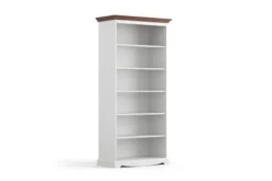 Libreria shabby chic pino massello bianco e tinto noce