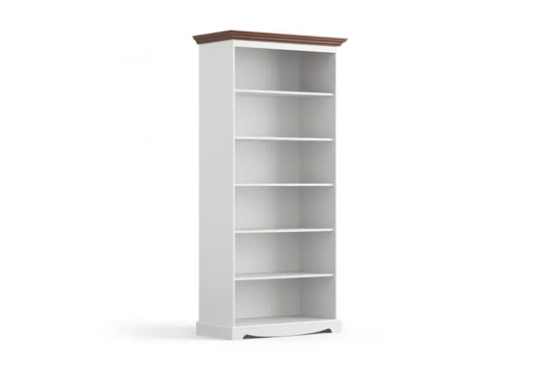 Libreria shabby chic pino massello bianco e tinto noce