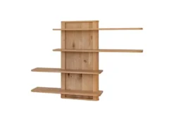 Libreria sospesa moderna in legno naturale massello