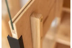 Libreria vetrina pensile 1 anta in rovere massello con sezione di tronco