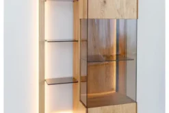 Libreria vetrina pensile moderna in rovere massello naturale