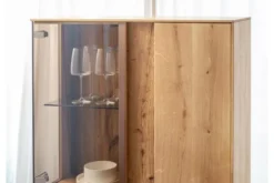 Libreria vetrinetta 2 ante moderna in rovere massello naturale