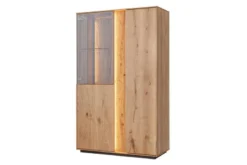 Libreria vetrinetta 2 ante moderna in rovere massello naturale