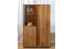 Libreria vetrinetta 2 ante moderna in rovere massello naturale