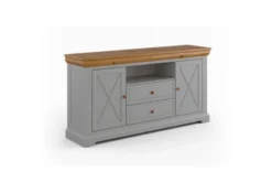 Madia pino massello di pino grigio cenere e top rovere shabby country