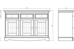 Madia shabby chic pino massello bicolore bianco e naturale