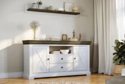 Mensola bianca tabacco shabby country pino massello