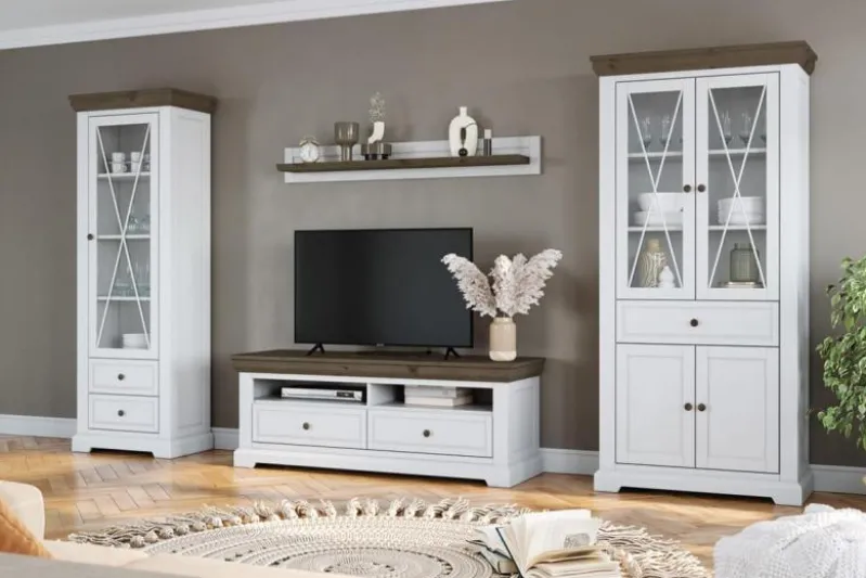 Mensola bianca tabacco shabby country pino massello