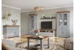 Mensola in pino massello grigia e rovere shabby country