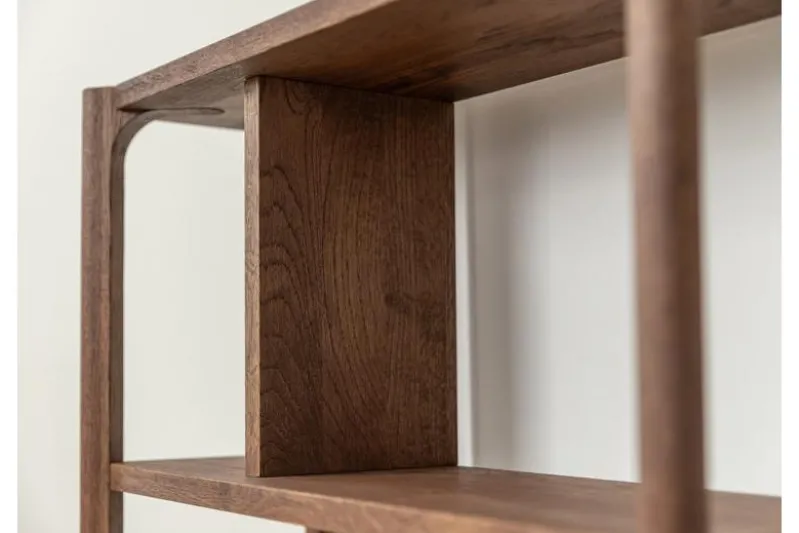 Mensola libreria design moderno in rovere massello tabacco