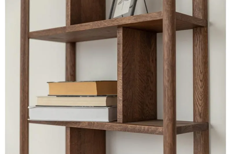 Mensola libreria design moderno in rovere massello tabacco