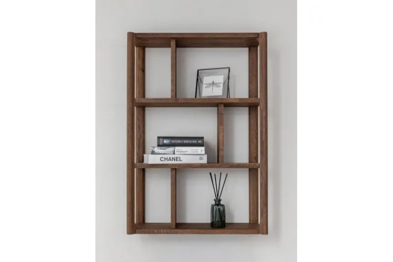 Mensola libreria design moderno in rovere massello tabacco