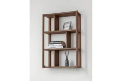 Mensola libreria design moderno in rovere massello tabacco