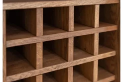 Mobile bar in rovere massello tabacco e vetro con portabottiglie