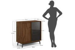 Mobile bar in rovere massello tabacco e vetro con portabottiglie