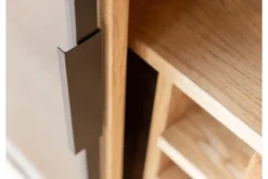 Mobile buffet in legno naturale massello e vetro con portabottiglie
