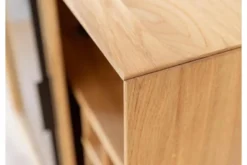 Mobile buffet in legno naturale massello e vetro con portabottiglie