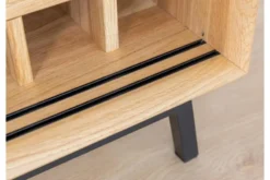 Mobile buffet in legno naturale massello e vetro con portabottiglie