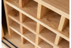 Mobile buffet in legno naturale massello e vetro con portabottiglie
