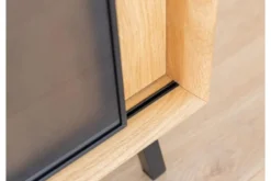 Mobile buffet in legno naturale massello e vetro con portabottiglie