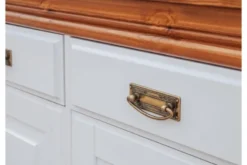 Mobile buffet legno massello con 3 ante bianco top miele toscano shabby