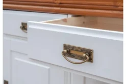 Mobile buffet legno massello con 3 ante bianco top miele toscano shabby