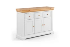Mobile buffet legno massello tre cassetti bianco shabby country