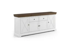 Mobile buffet pino massello bicolore bianco-tabacco shabby country