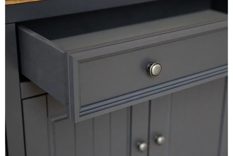Mobile buffet pino massello grafite top naturale shabby chic